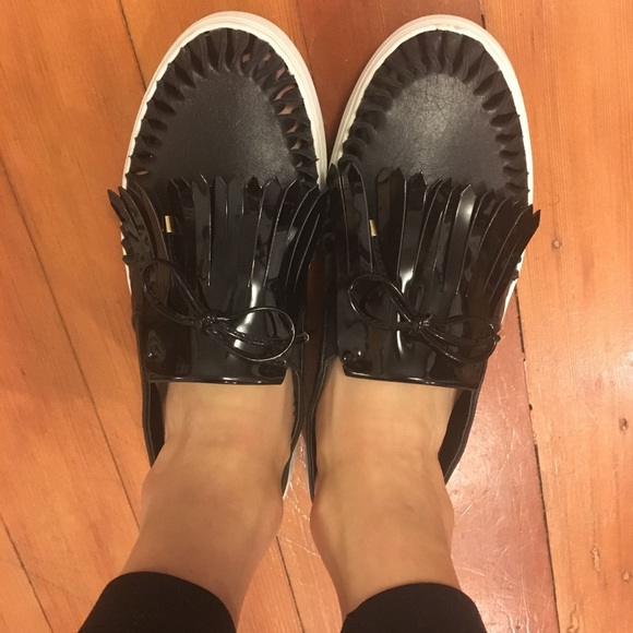 Jslides worn once. Black leather matte and gloss - Picture 3 of 6